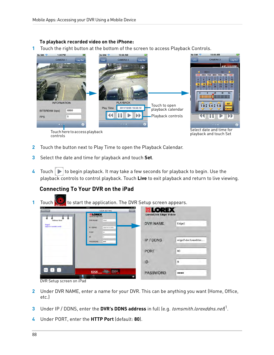 Connecting to your dvr on the ipad | LOREX Technology LH330 EDGE2 User Manual | Page 106 / 144