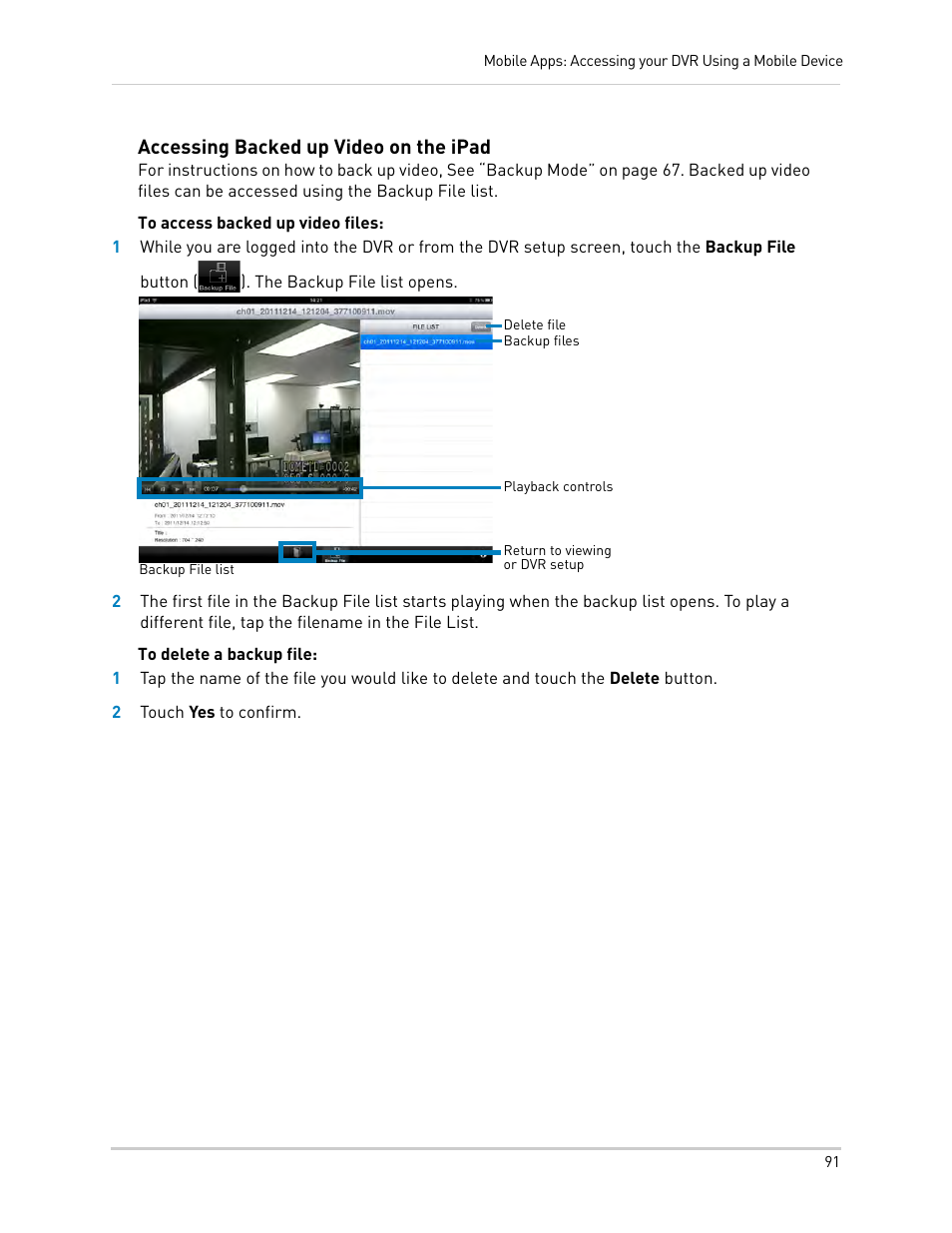 Accessing backed up video on the ipad | LOREX Technology LH330 EDGE2 User Manual | Page 109 / 144