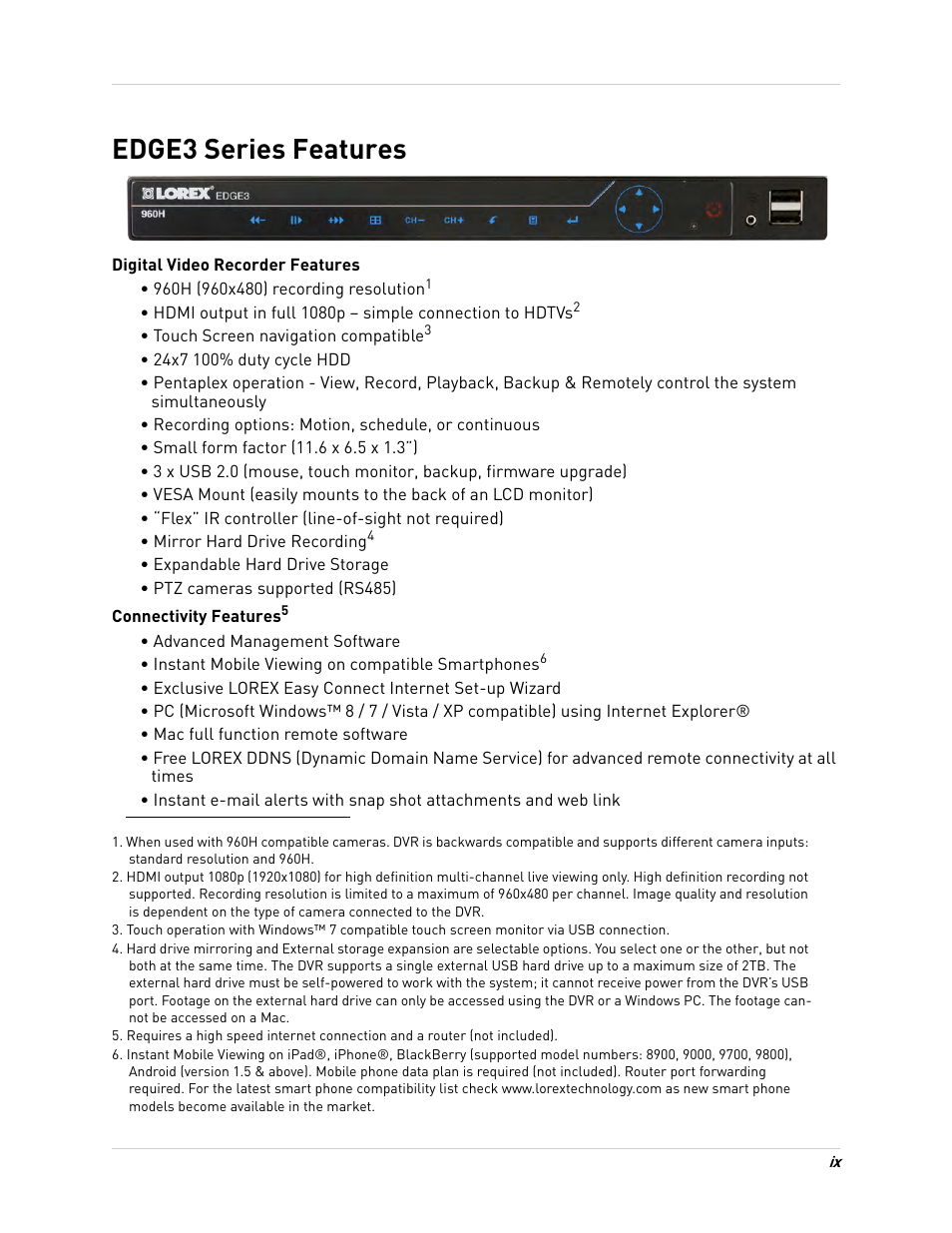 Edge3 series features | LOREX Technology LH330 EDGE2 User Manual | Page 11 / 144
