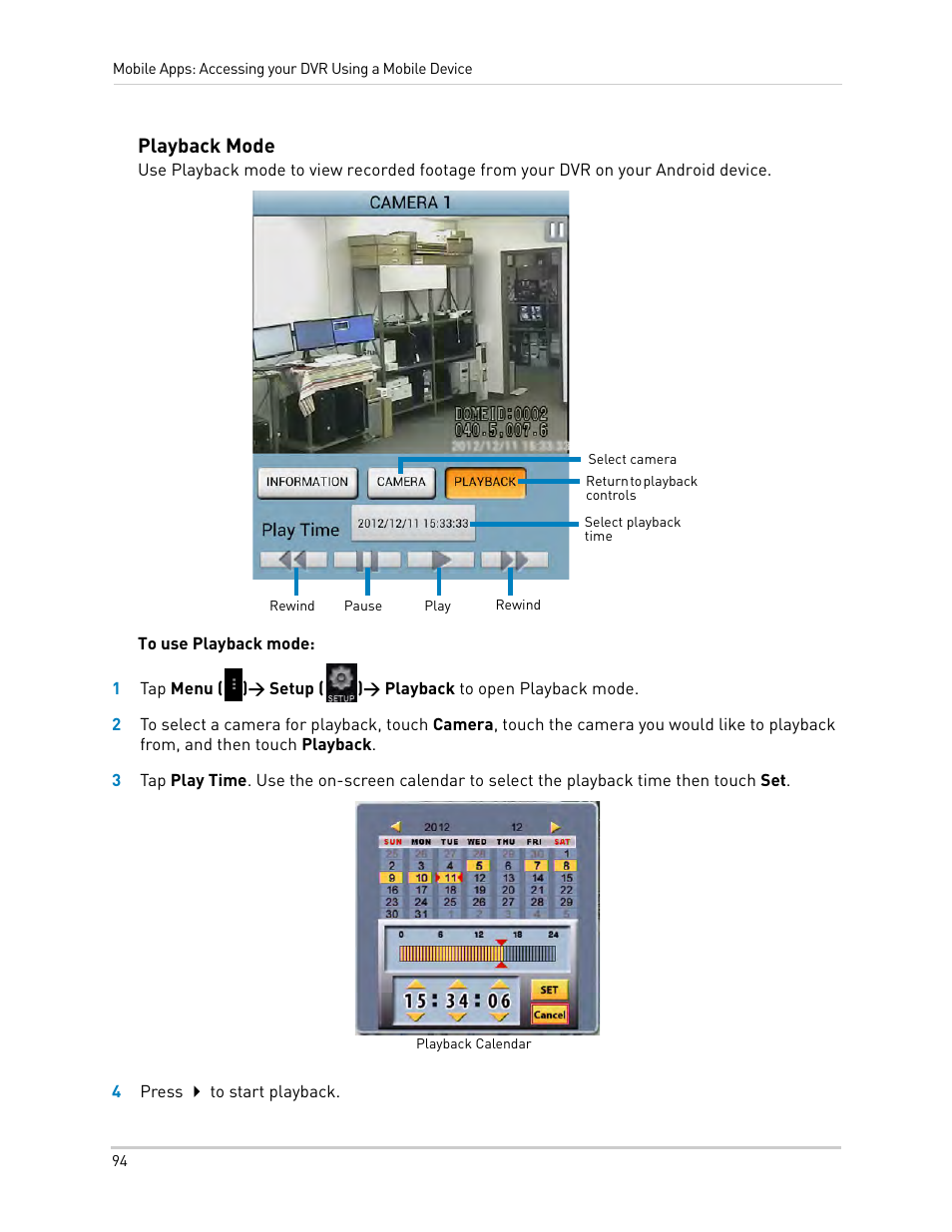 Playback mode | LOREX Technology LH330 EDGE2 User Manual | Page 112 / 144