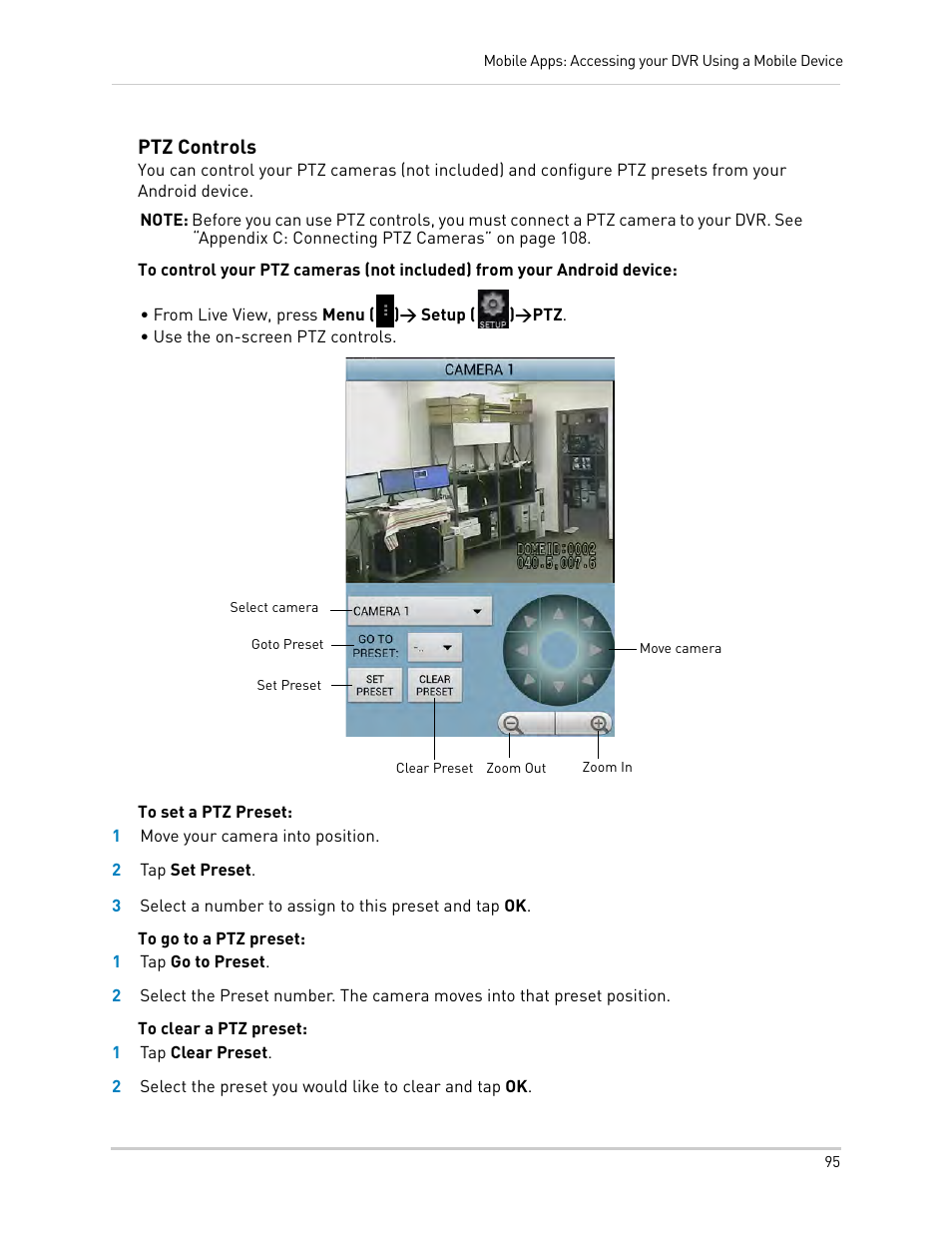 Ptz controls | LOREX Technology LH330 EDGE2 User Manual | Page 113 / 144
