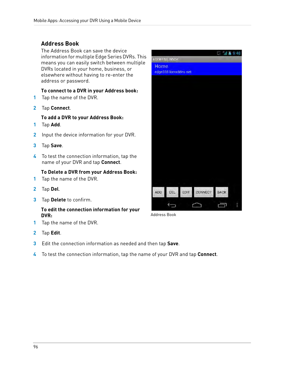 Address book | LOREX Technology LH330 EDGE2 User Manual | Page 114 / 144