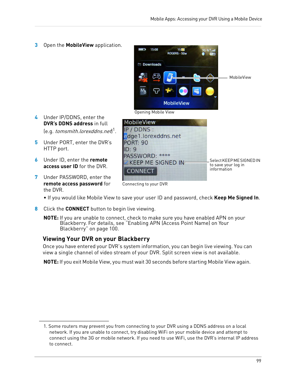 Viewing your dvr on your blackberry | LOREX Technology LH330 EDGE2 User Manual | Page 117 / 144