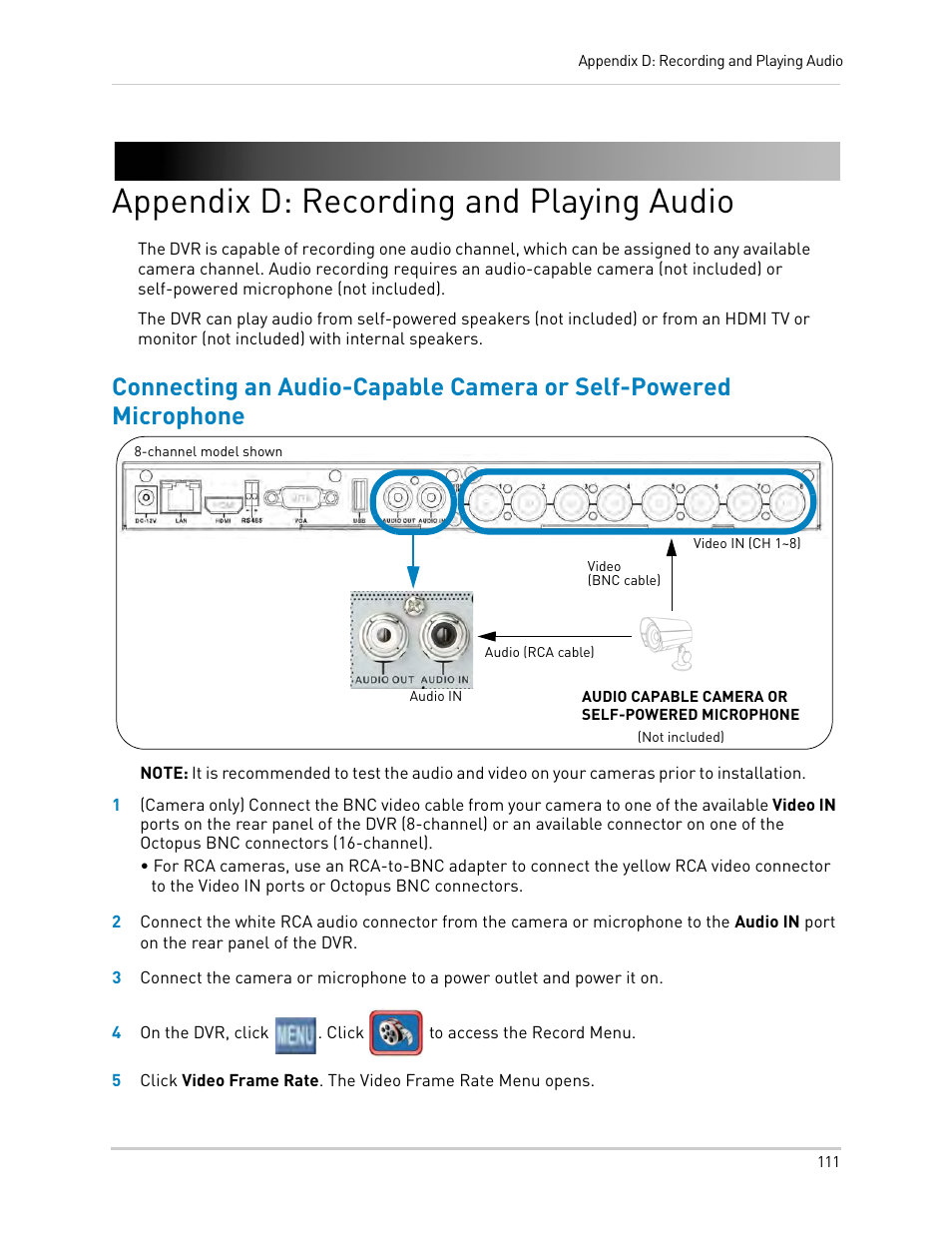 Appendix d: recording and playing audio | LOREX Technology LH330 EDGE2 User Manual | Page 129 / 144