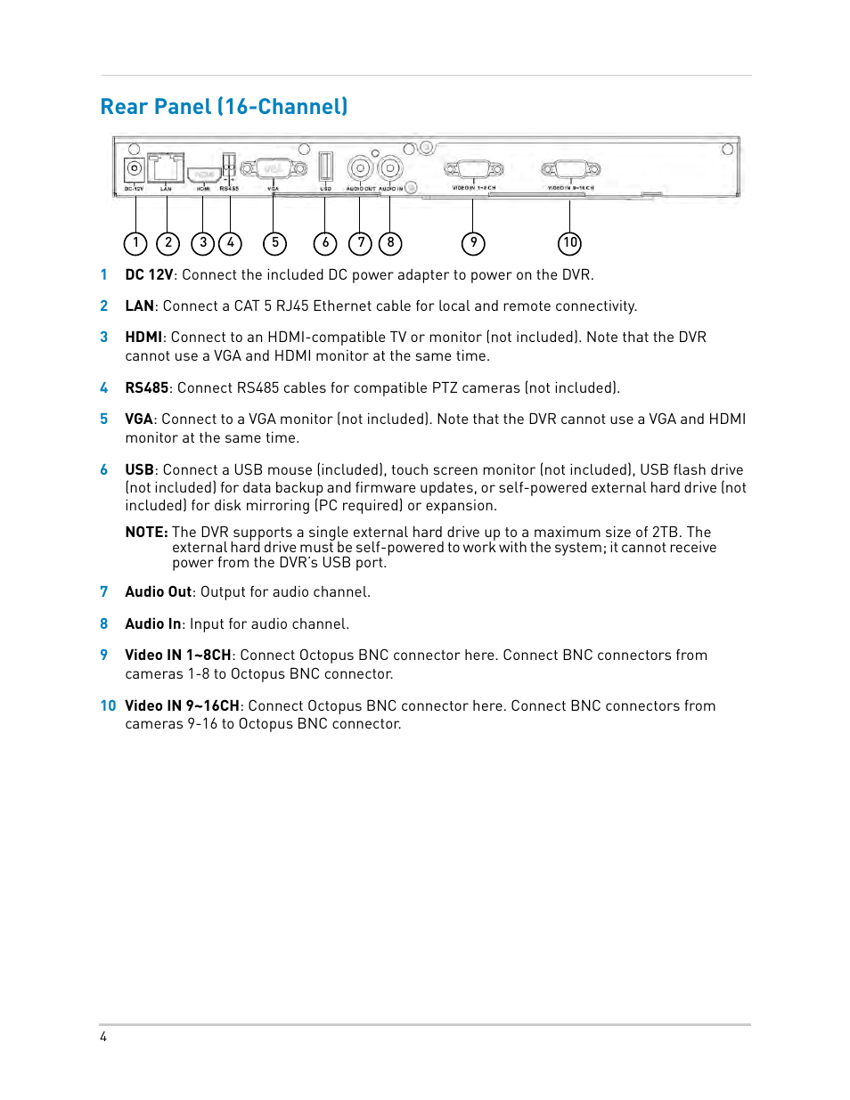 Rear panel (16-channel) | LOREX Technology LH330 EDGE2 User Manual | Page 22 / 144