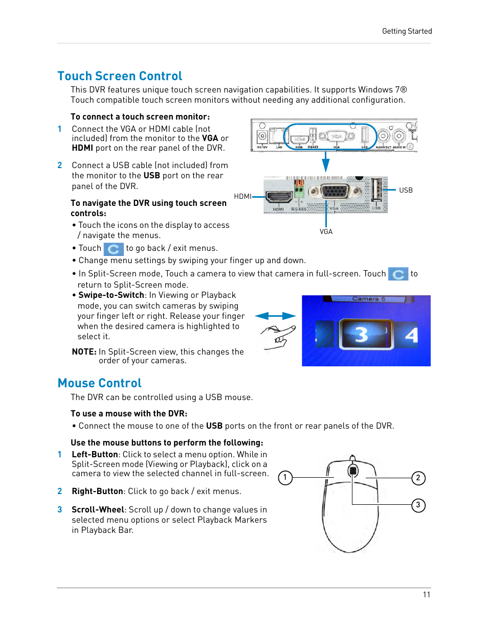 Touch screen control, Mouse control, Touch screen control mouse control | LOREX Technology LH330 EDGE2 User Manual | Page 29 / 144