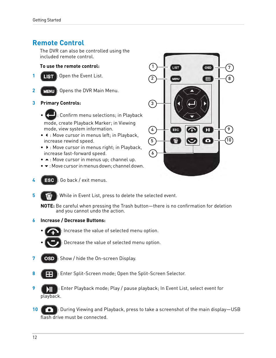 Remote control | LOREX Technology LH330 EDGE2 User Manual | Page 30 / 144