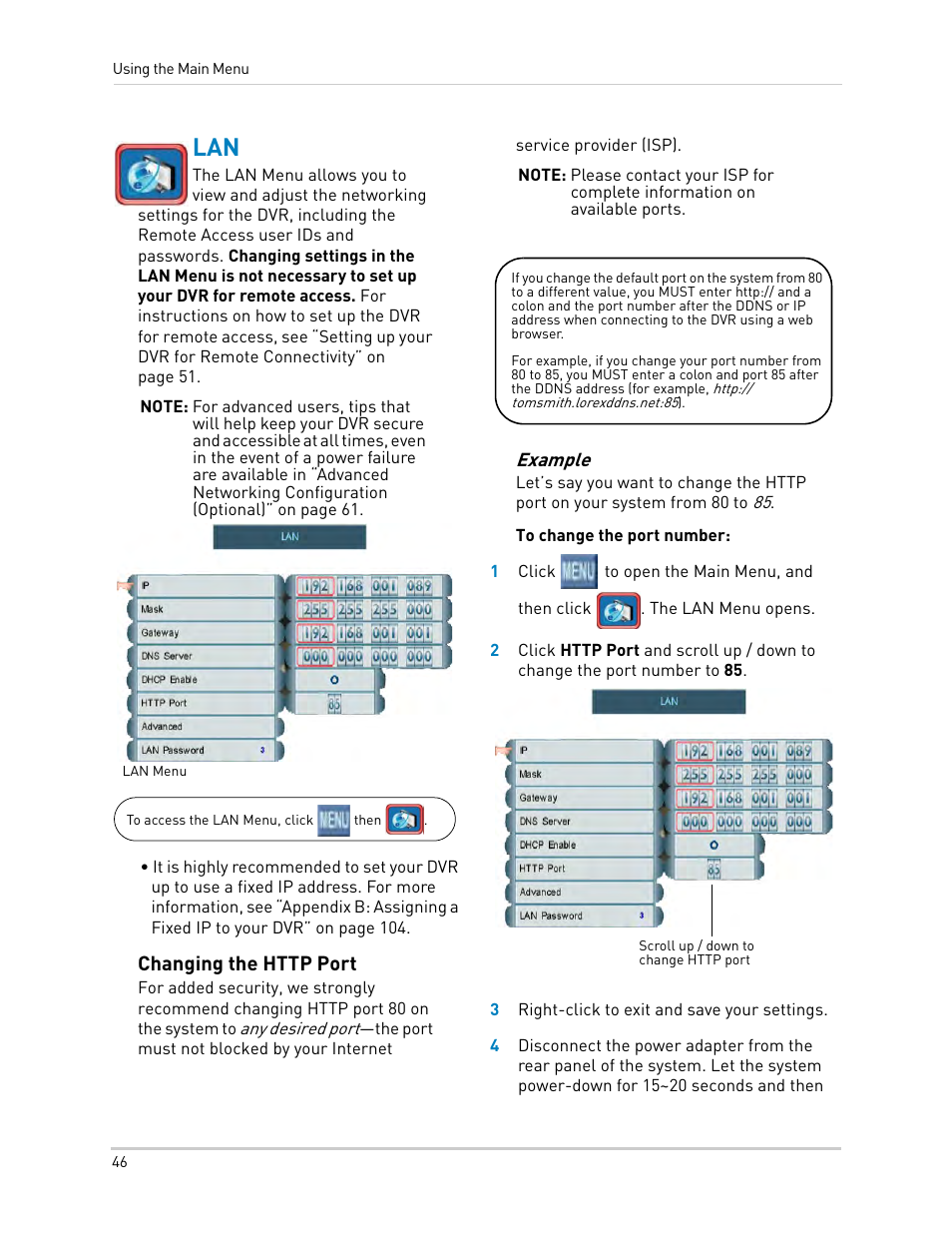 Changing the http port | LOREX Technology LH330 EDGE2 User Manual | Page 64 / 144