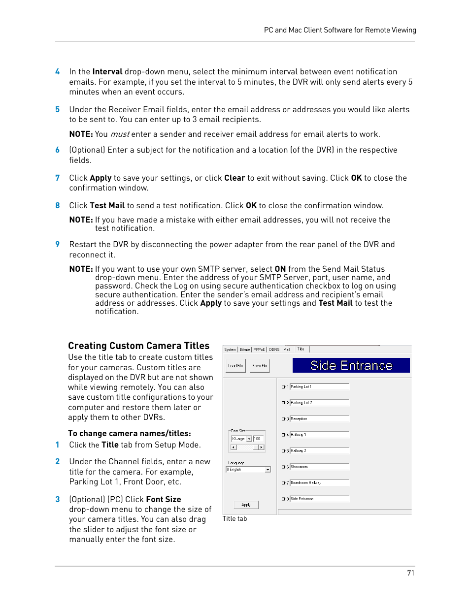 Creating custom camera titles | LOREX Technology LH330 EDGE2 User Manual | Page 89 / 144
