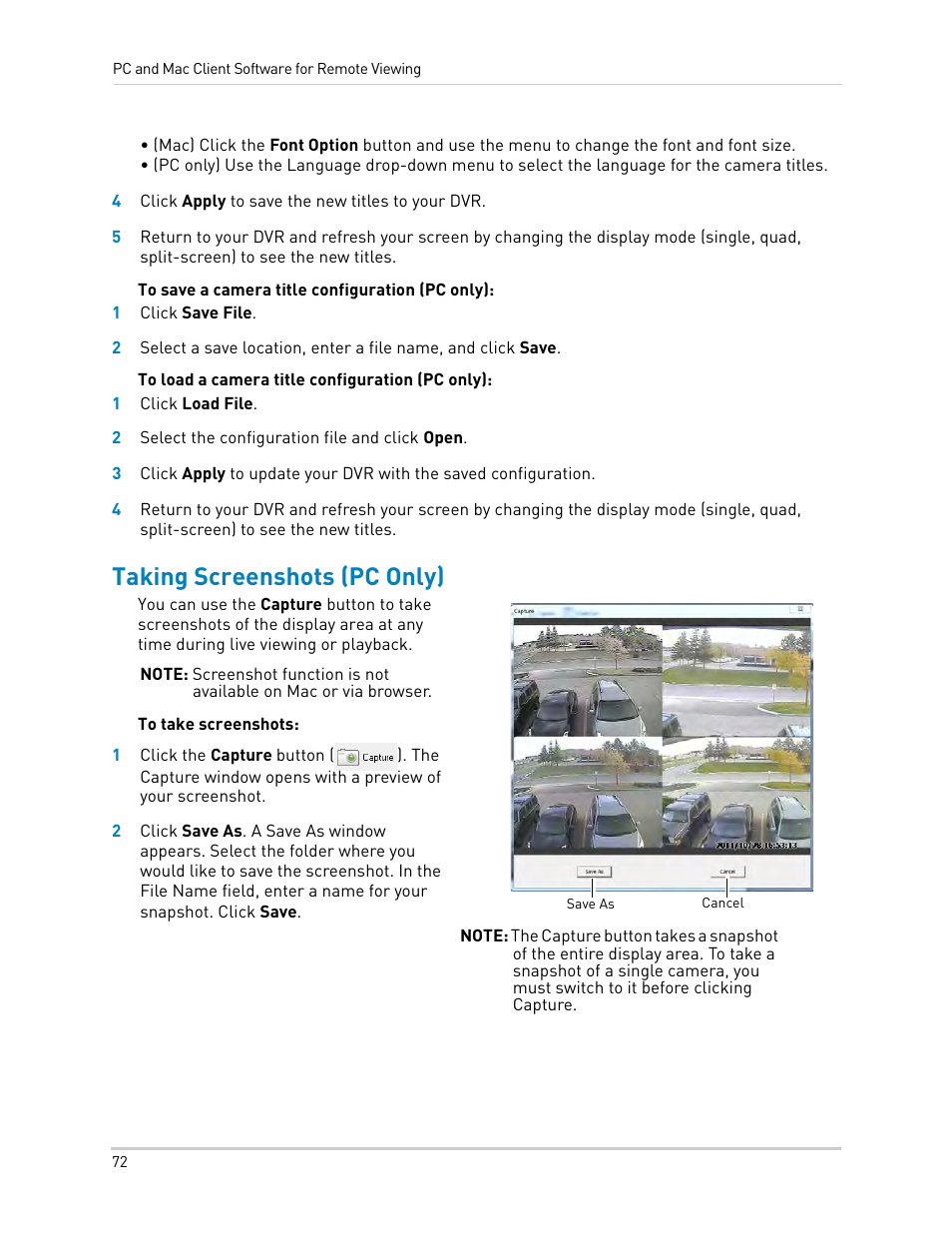 Taking screenshots (pc only) | LOREX Technology LH330 EDGE2 User Manual | Page 90 / 144