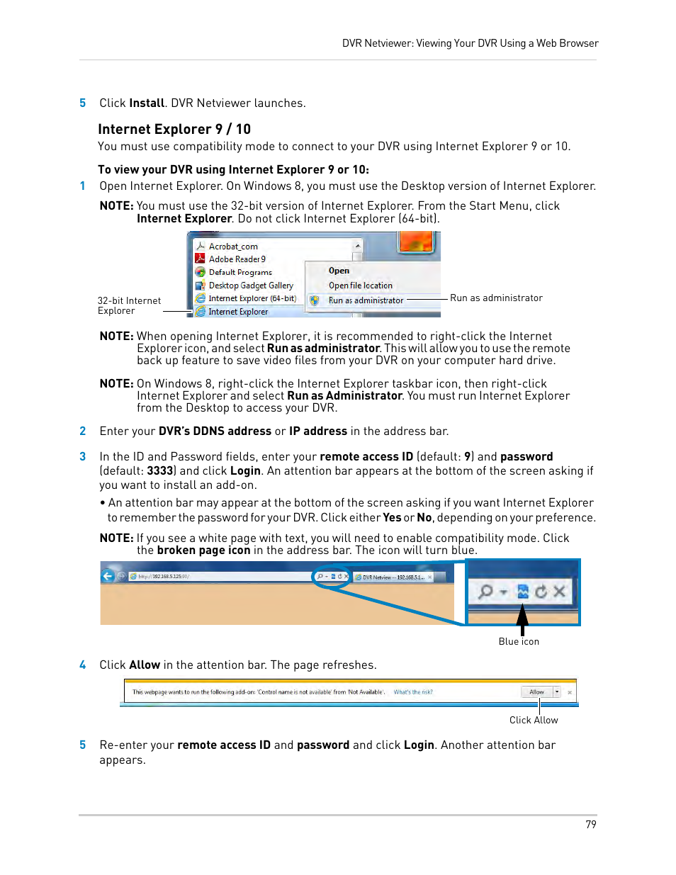Internet explorer 9 / 10 | LOREX Technology LH330 EDGE2 User Manual | Page 97 / 144
