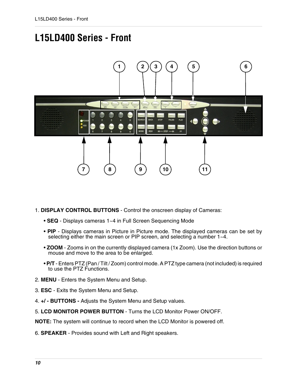 L15ld400 series - front - 12 | LOREX Technology L15LD400 User Manual | Page 10 / 59