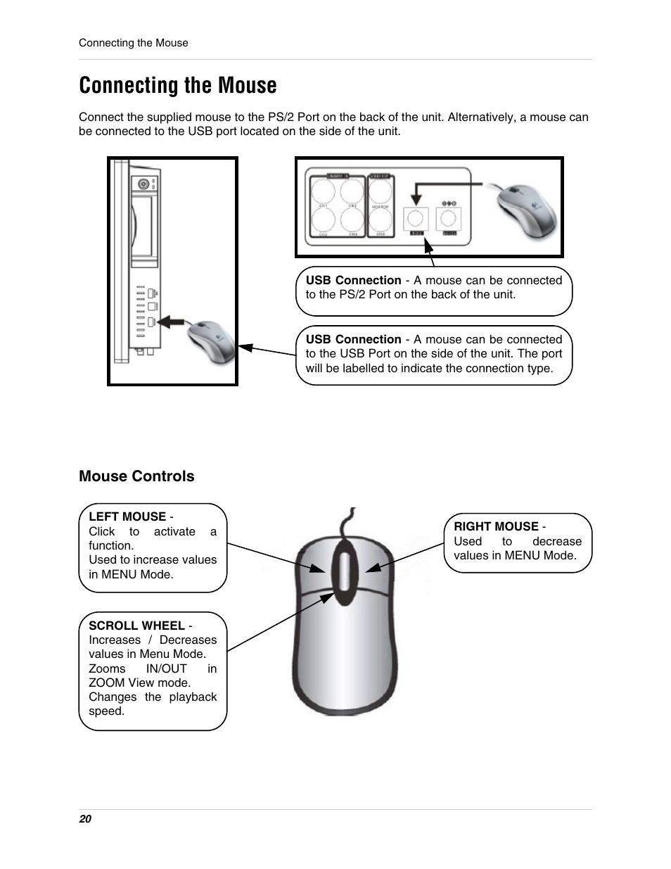 Connecting the mouse | LOREX Technology L15LD400 User Manual | Page 20 / 59