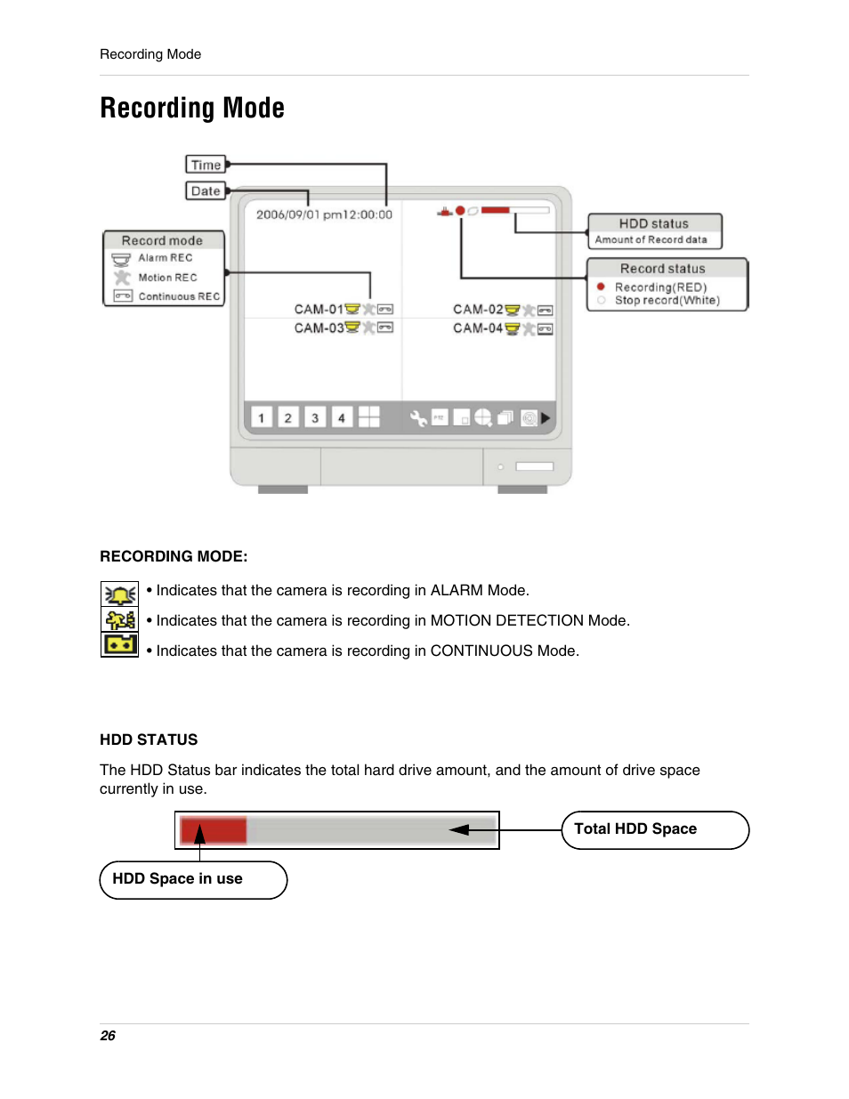 Recording mode - 27, Recording mode | LOREX Technology L15LD400 User Manual | Page 26 / 59