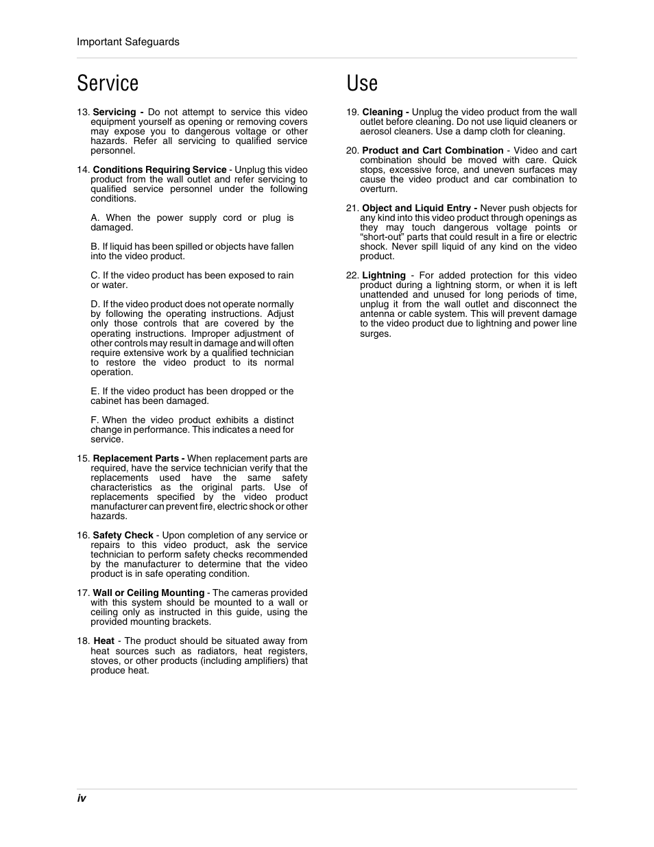 Service | LOREX Technology L15LD400 User Manual | Page 4 / 59