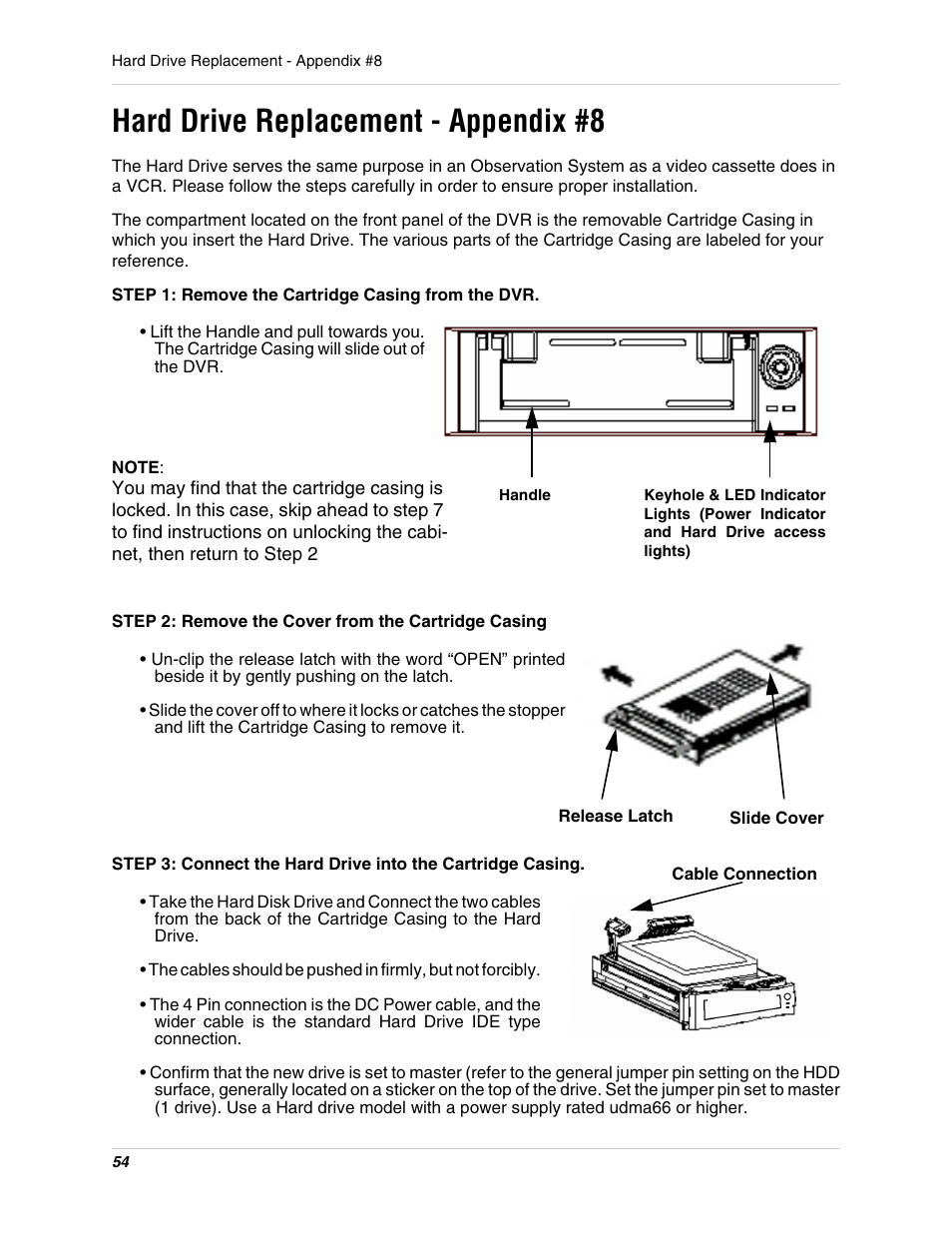 Hard drive replacement - appendix #8 - 55, Hard drive replacement - appendix #8 | LOREX Technology L15LD400 User Manual | Page 54 / 59