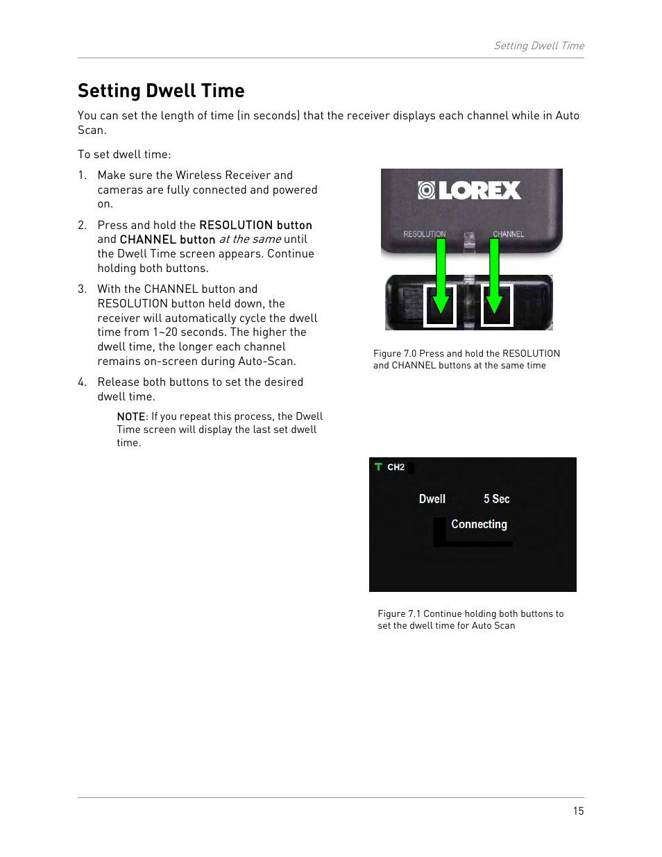 Setting dwell time | LOREX Technology LW2100 User Manual | Page 19 / 30