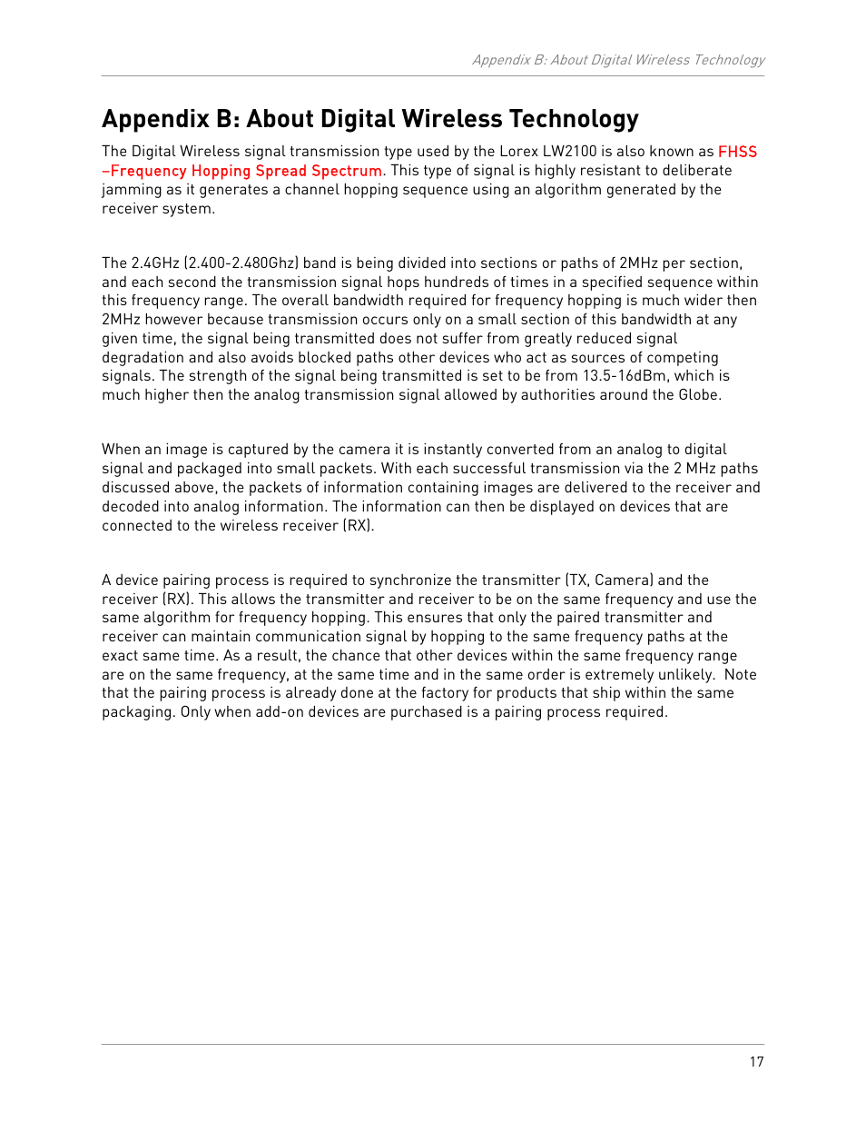 Appendix b: about digital wireless technology | LOREX Technology LW2100 User Manual | Page 21 / 30