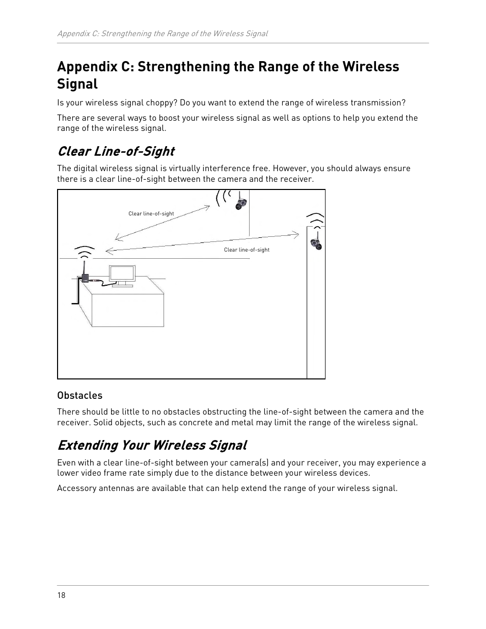 Clear line-of-sight, Extending your wireless signal | LOREX Technology LW2100 User Manual | Page 22 / 30