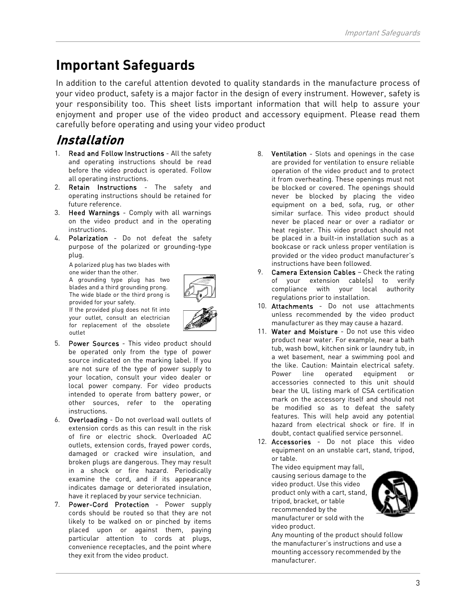 Important safeguards, Installation | LOREX Technology LW2100 User Manual | Page 7 / 30