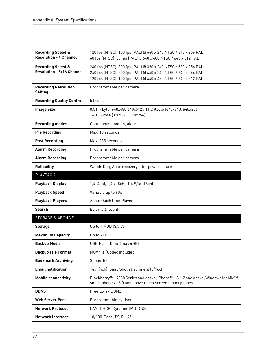 LOREX Technology NETWORK READY H.264 HIGH PERFORMANCE DIGITAL VIDEO SURVEILLANCE RECORDER LH300 Series User Manual | Page 106 / 130