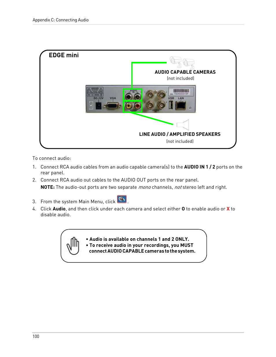 From the system main menu, click, Edge mini | LOREX Technology NETWORK READY H.264 HIGH PERFORMANCE DIGITAL VIDEO SURVEILLANCE RECORDER LH300 Series User Manual | Page 114 / 130