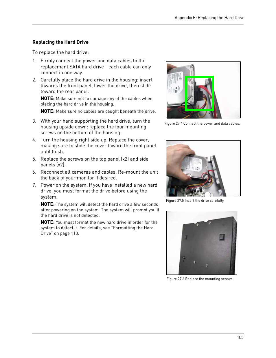 Figure 27.4 connect the power and data cables | LOREX Technology NETWORK READY H.264 HIGH PERFORMANCE DIGITAL VIDEO SURVEILLANCE RECORDER LH300 Series User Manual | Page 119 / 130