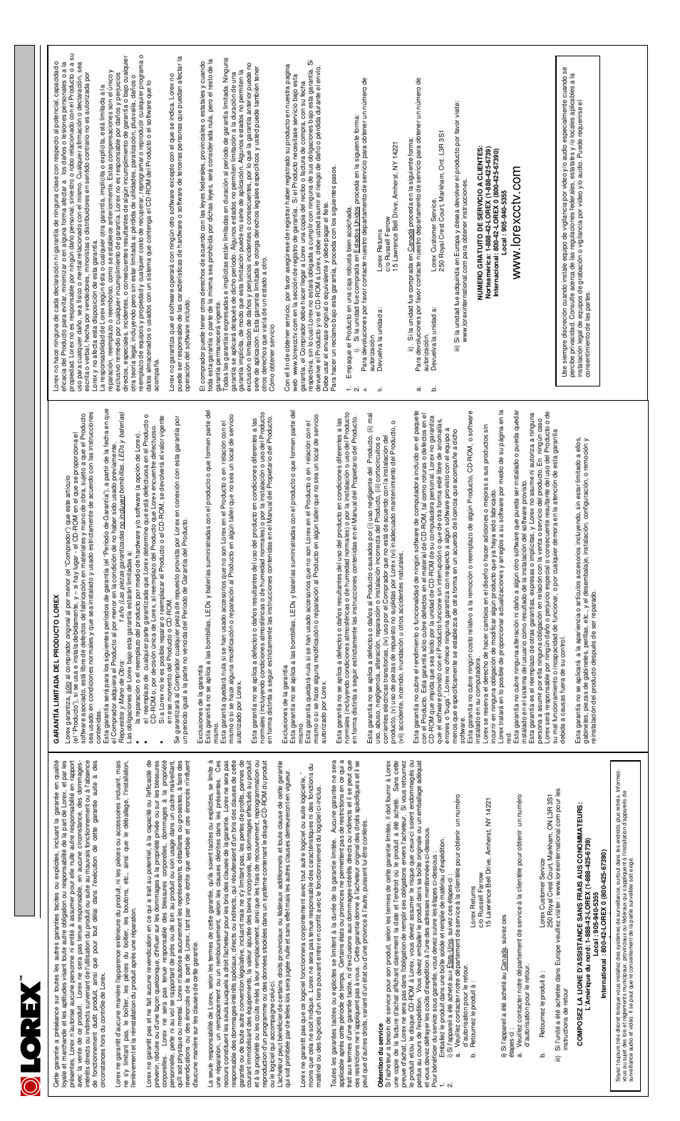 W.lo re xcct v. co m | LOREX Technology NETWORK READY H.264 HIGH PERFORMANCE DIGITAL VIDEO SURVEILLANCE RECORDER LH300 Series User Manual | Page 128 / 130