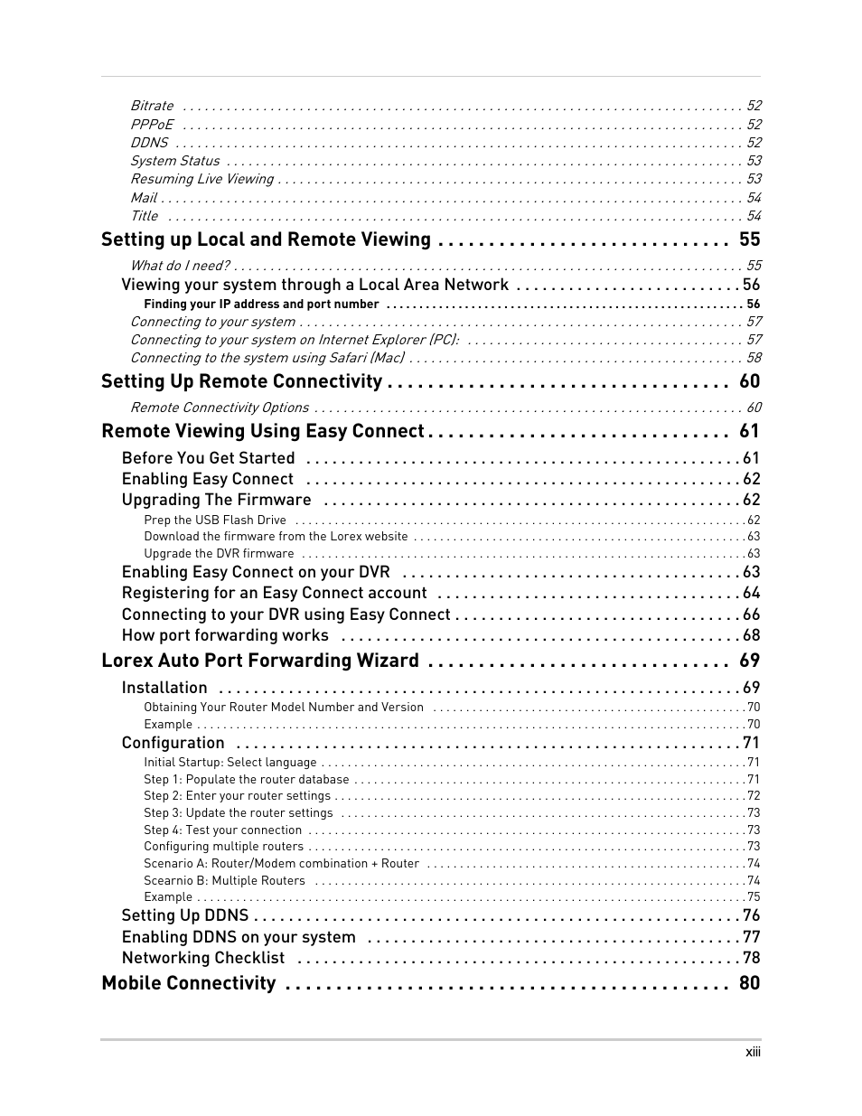Setting up local and remote viewing, Setting up remote connectivity, Remote viewing using easy connect | Lorex auto port forwarding wizard, Mobile connectivity | LOREX Technology NETWORK READY H.264 HIGH PERFORMANCE DIGITAL VIDEO SURVEILLANCE RECORDER LH300 Series User Manual | Page 13 / 130