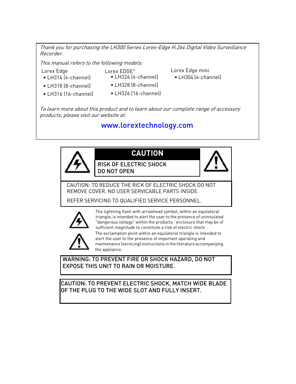 LOREX Technology NETWORK READY H.264 HIGH PERFORMANCE DIGITAL VIDEO SURVEILLANCE RECORDER LH300 Series User Manual | Page 2 / 130