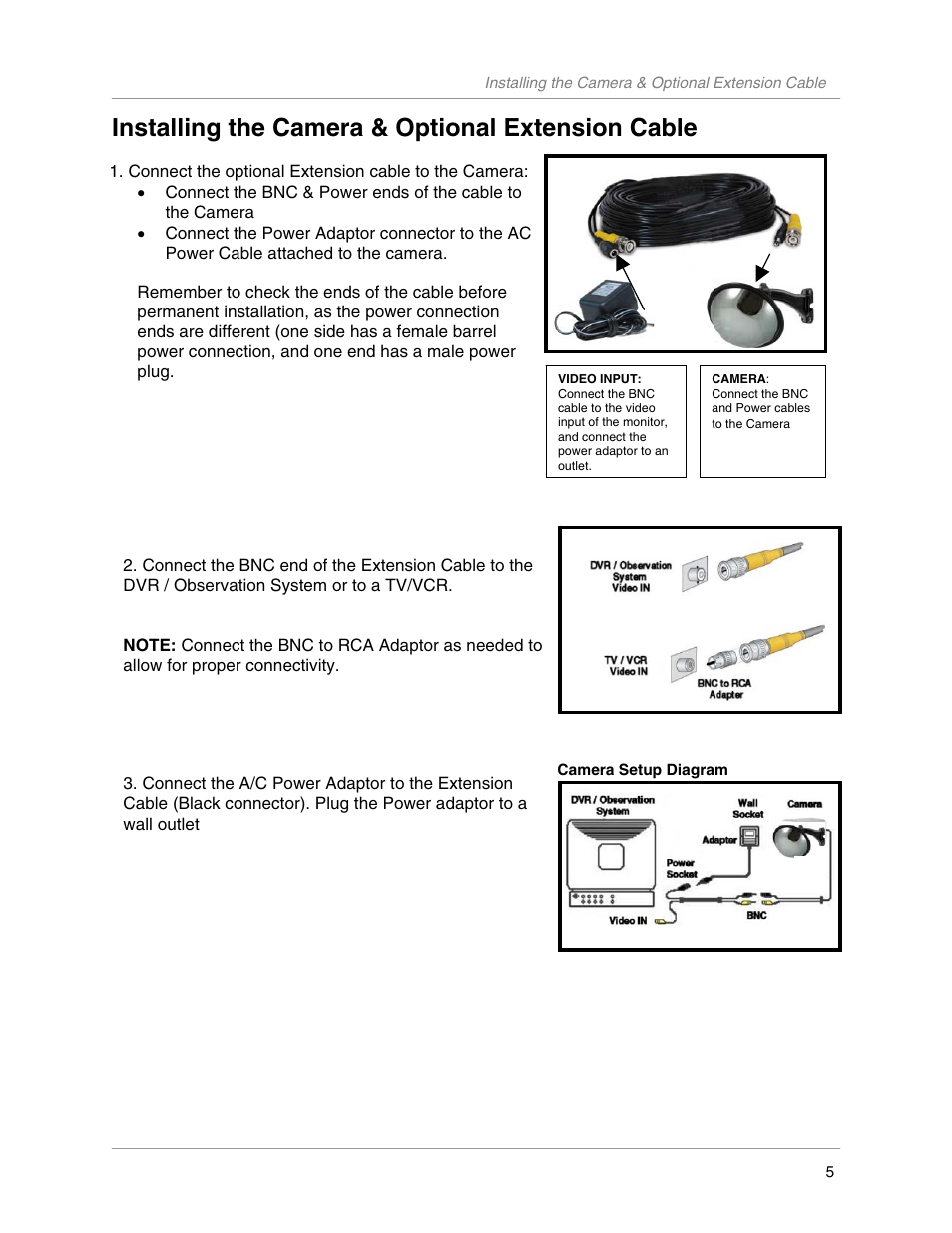 Installing the camera & optional extension cable | LOREX Technology CNC1020 User Manual | Page 4 / 5
