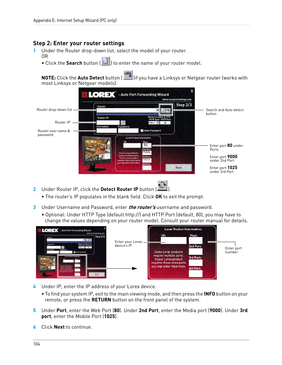 6 click next to continue, Step 2: enter your router settings | LOREX Technology Lorex Digital Video Surveillance Recorder lh1 10 User Manual | Page 118 / 168