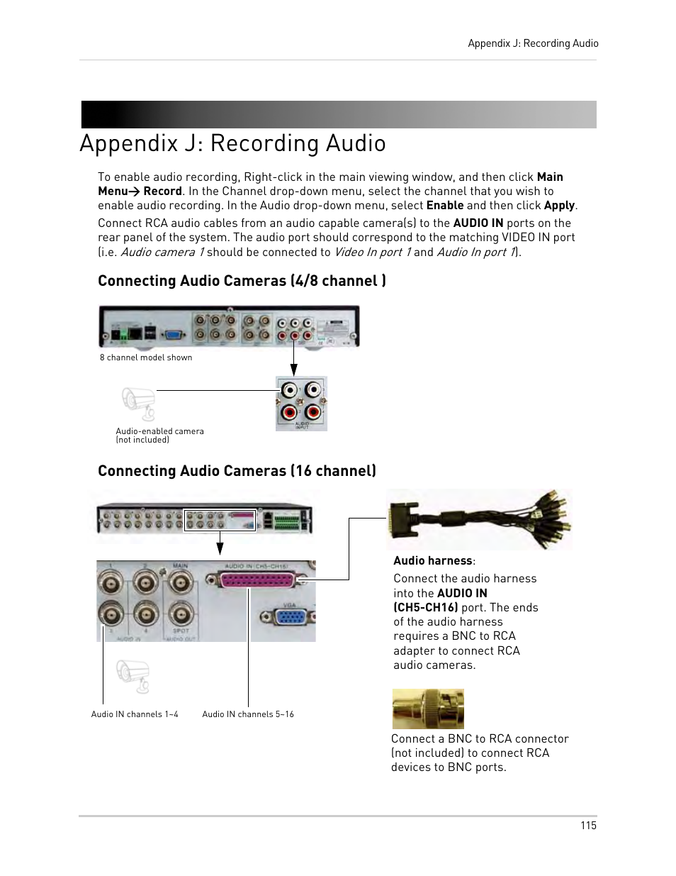 Appendix j: recording audio | LOREX Technology Lorex Digital Video Surveillance Recorder lh1 10 User Manual | Page 129 / 168