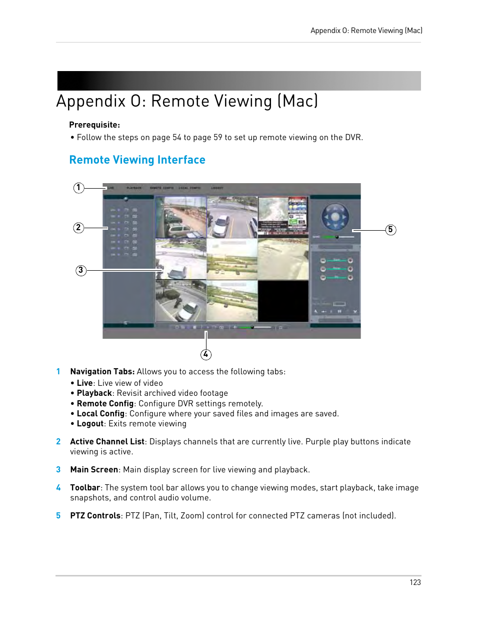 Appendix o: remote viewing (mac), Remote viewing interface | LOREX Technology Lorex Digital Video Surveillance Recorder lh1 10 User Manual | Page 137 / 168