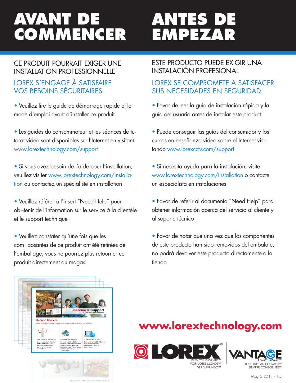 Avant de commencer antes de empezar | LOREX Technology Lorex Digital Video Surveillance Recorder lh1 10 User Manual | Page 4 / 168