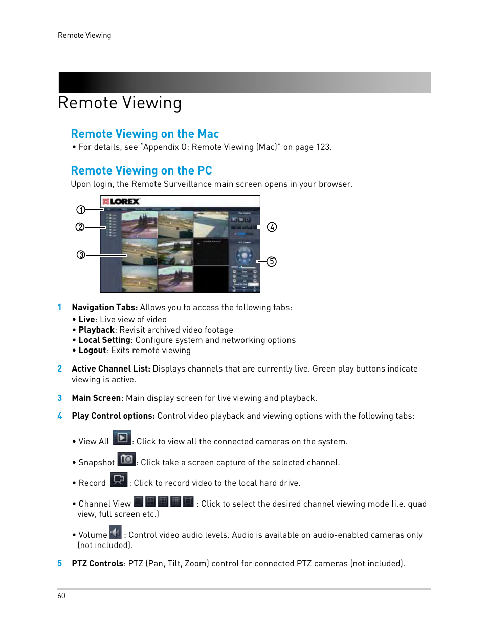 Remote viewing, Remote viewing on the mac remote viewing on the pc, Remote viewing on the mac | Remote viewing on the pc | LOREX Technology Lorex Digital Video Surveillance Recorder lh1 10 User Manual | Page 74 / 168