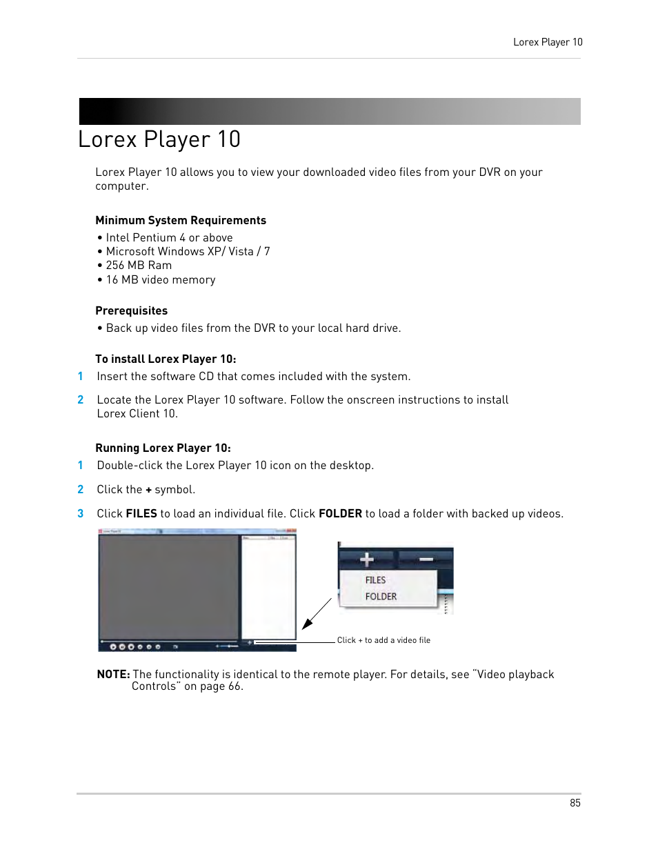 Lorex player 10, 2 click the + symbol | LOREX Technology Lorex Digital Video Surveillance Recorder lh1 10 User Manual | Page 99 / 168