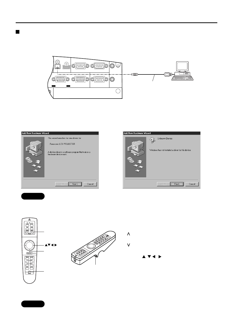 Using the remote control unit, Using the remote control as a pc mouse, Mode switch (computer/projector) | Page button, Arrow ( ) button, R-click button, Click button | Luce PT-L6510E User Manual | Page 16 / 50