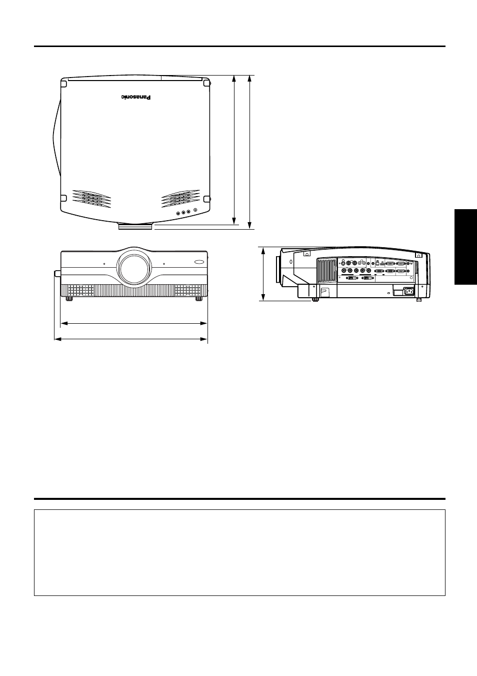 Dimensions, Trademark acknowledgments, English | Pc < tbmu152 | Luce PT-L6510E User Manual | Page 49 / 50