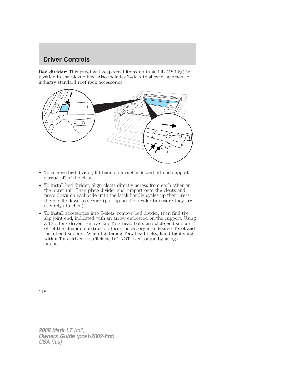 Driver controls | Lincoln 2008 Mark LT User Manual | Page 118 / 328