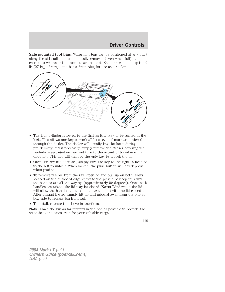 Driver controls | Lincoln 2008 Mark LT User Manual | Page 119 / 328