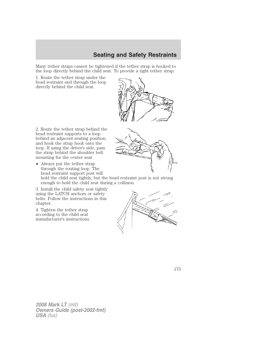 Seating and safety restraints | Lincoln 2008 Mark LT User Manual | Page 175 / 328