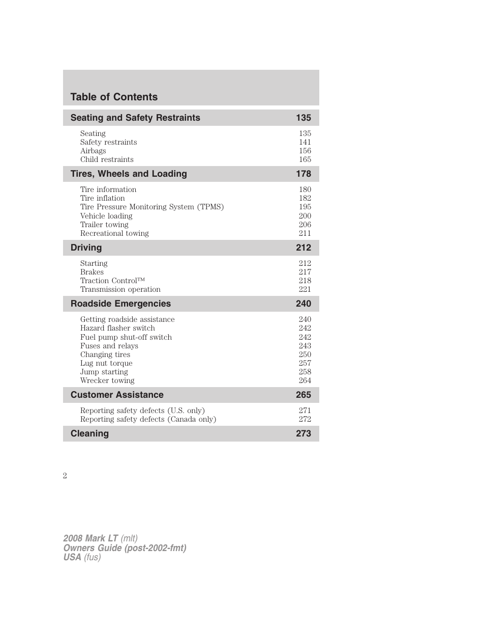 Lincoln 2008 Mark LT User Manual | Page 2 / 328