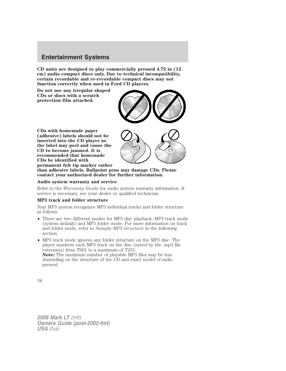 Entertainment systems | Lincoln 2008 Mark LT User Manual | Page 34 / 328