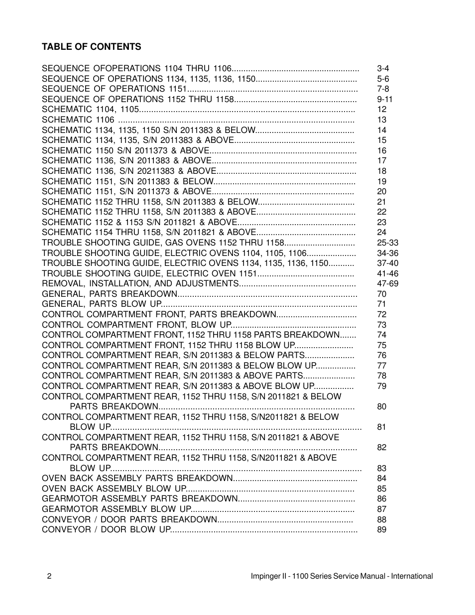 Lincoln Impinger Conveyor Ovens 1100 Series User Manual | Page 2 / 92