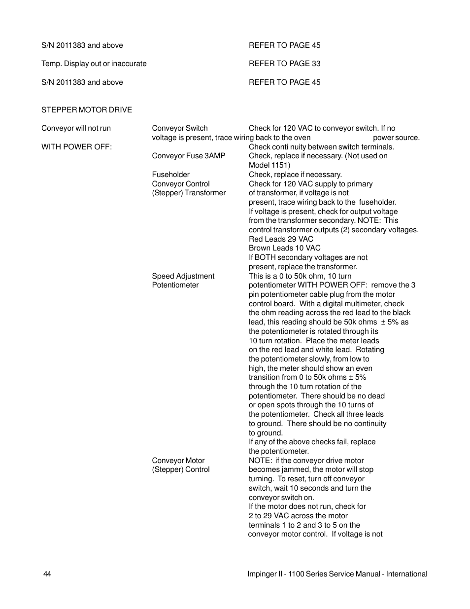 Lincoln Impinger Conveyor Ovens 1100 Series User Manual | Page 44 / 92