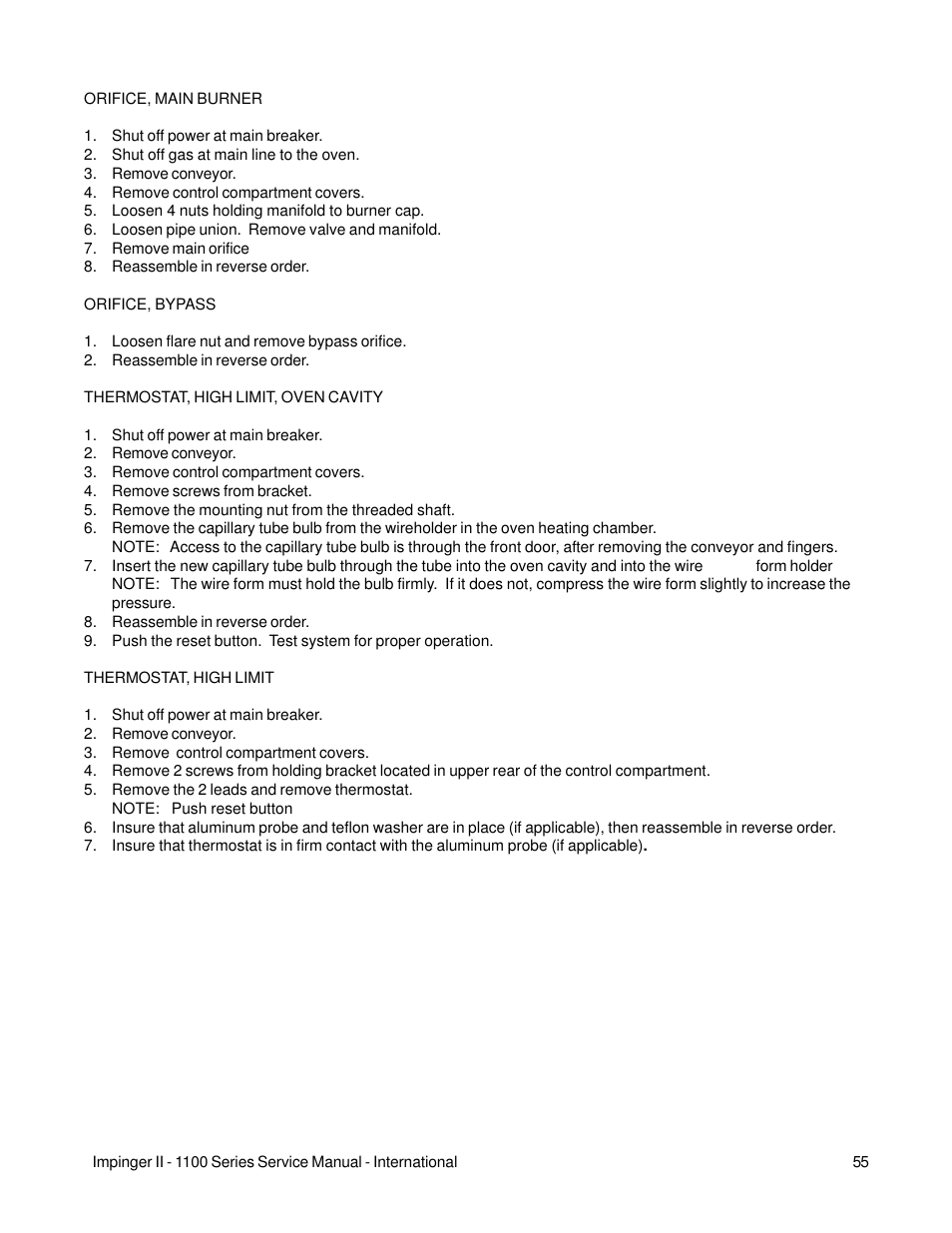 Lincoln Impinger Conveyor Ovens 1100 Series User Manual | Page 55 / 92