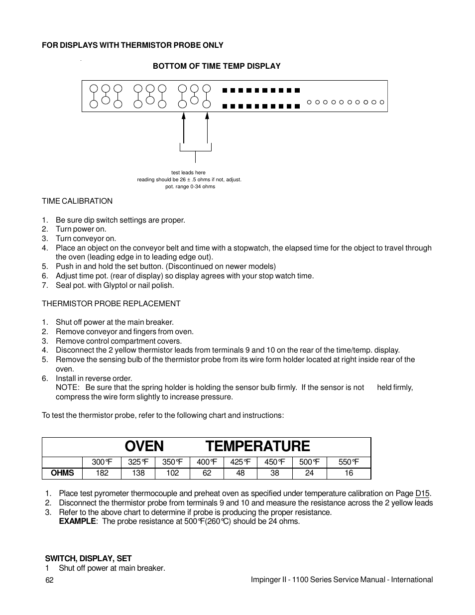 Oven temperature | Lincoln Impinger Conveyor Ovens 1100 Series User Manual | Page 62 / 92