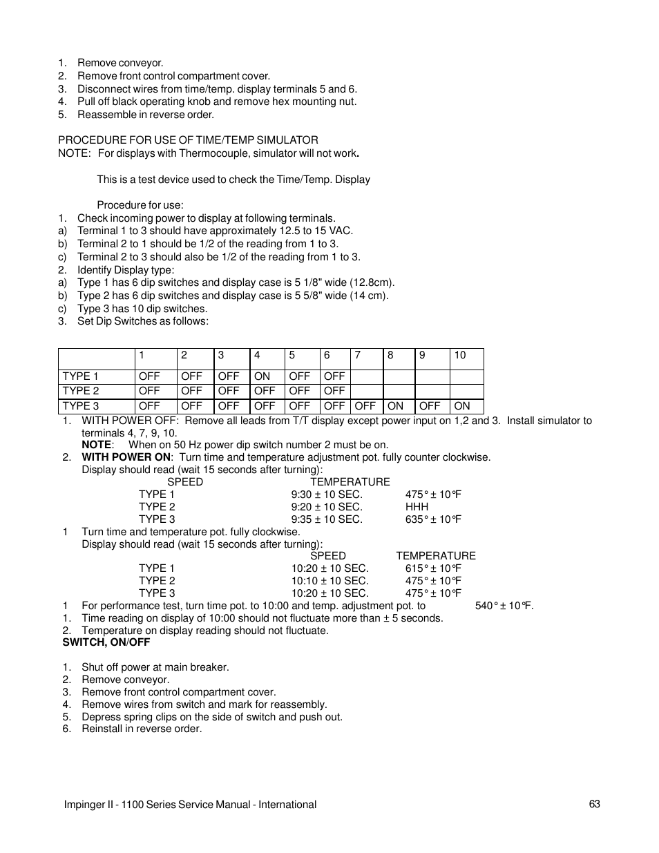 Lincoln Impinger Conveyor Ovens 1100 Series User Manual | Page 63 / 92