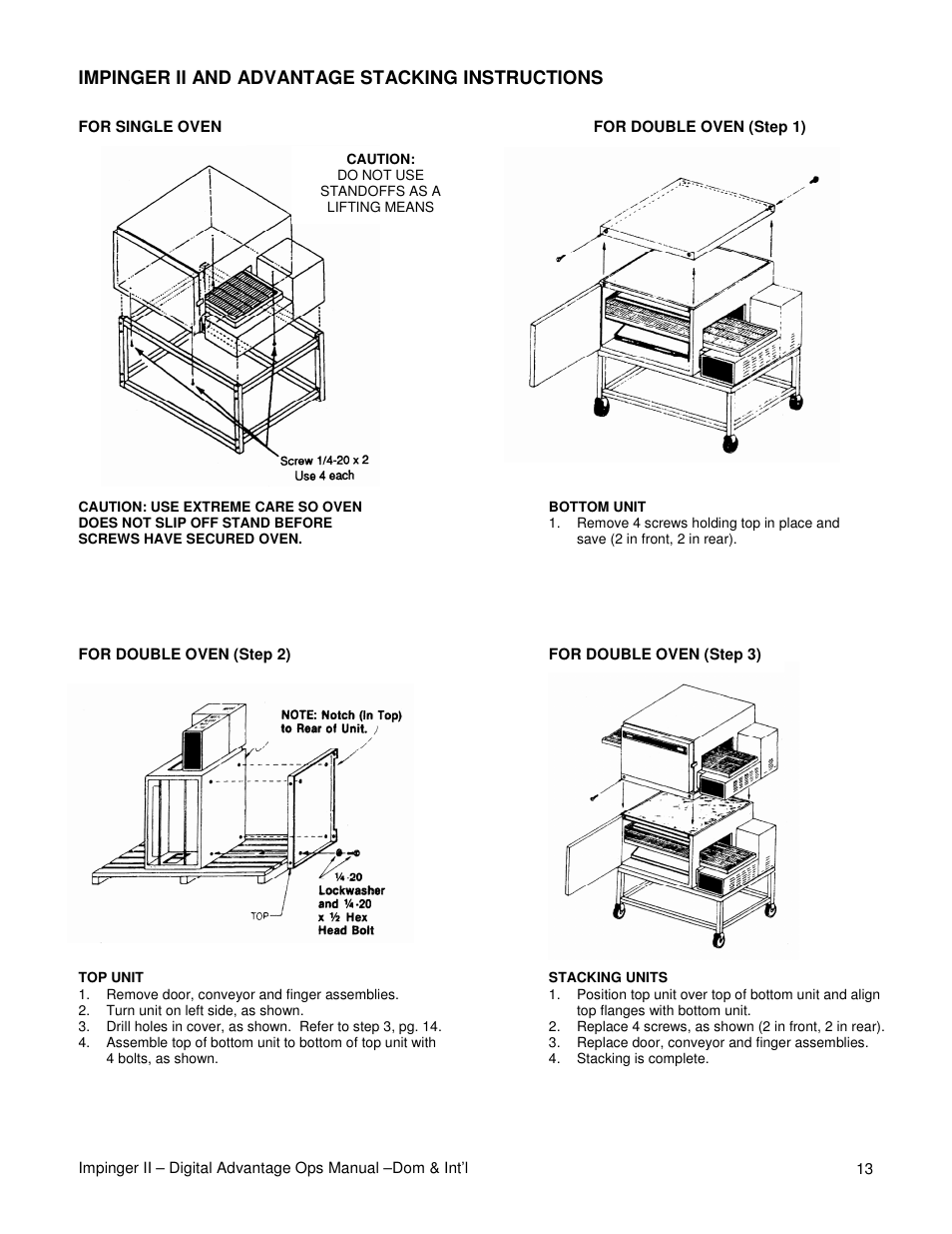 Impinger ii and advantage stacking instructions | Lincoln Series 1100 User Manual | Page 13 / 24